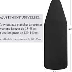 Strykjärn-Strykbrädesöverdrag 148x55cm, Extra Stort Strykbrädesöverdrag med 100% Bomullstopp och Tjock Vaddering, Lätt att Installera och Brännsäkert (XXL, Svart) | Fyndiq
