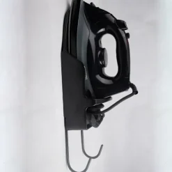 Strykjärn-Strykjärnsbrädesställ med stålhakar - Elektrisk strykjärnshylla - Värmebeständig väggmontering - Strykjärnsbrädesförvaringskrok (Svart)