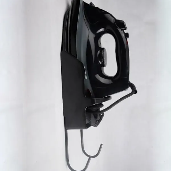 Strykjärn-Strykjärnsbrädesställ med stålhakar - Elektrisk strykjärnshylla - Värmebeständig väggmontering - Strykjärnsbrädesförvaringskrok (Svart)