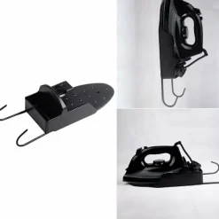 Strykjärn-Strykjärnsbrädesställ med stålhakar - Elektrisk strykjärnshylla - Värmebeständig väggmontering - Strykjärnsbrädesförvaringskrok (Svart)