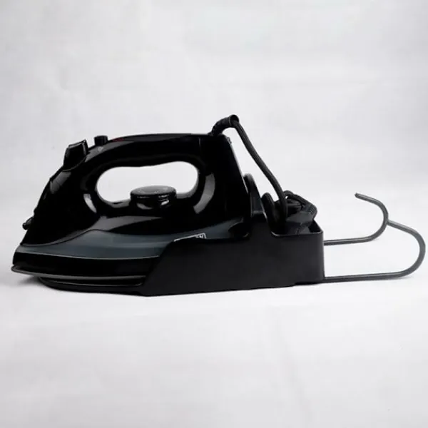 Strykjärn-Strykjärnsbrädesställ med stålhakar - Elektrisk strykjärnshylla - Värmebeständig väggmontering - Strykjärnsbrädesförvaringskrok (Svart)