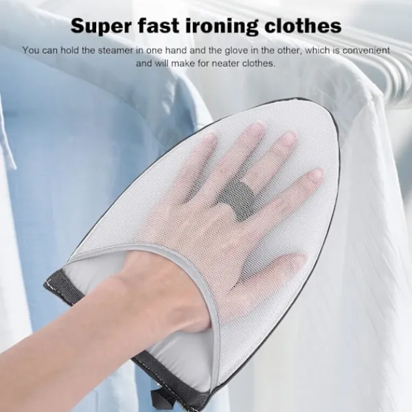 Strykjärn-Strykjärnshandske för ångstrykjärn, ångbeständig handske, värmebeständig komplett skyddande ångstrykjärnsvante med fingerögla