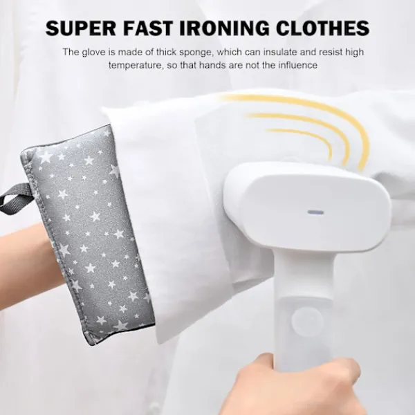 Strykjärn-Strykjärnshandske för ångstrykjärn, ångbeständig handske, värmebeständig komplett skyddande ångstrykjärnsvante med fingerögla