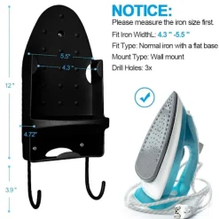 Strykjärn-Strykjärnshållare Väggmontering, för Max 5 tum Bredd, Svart