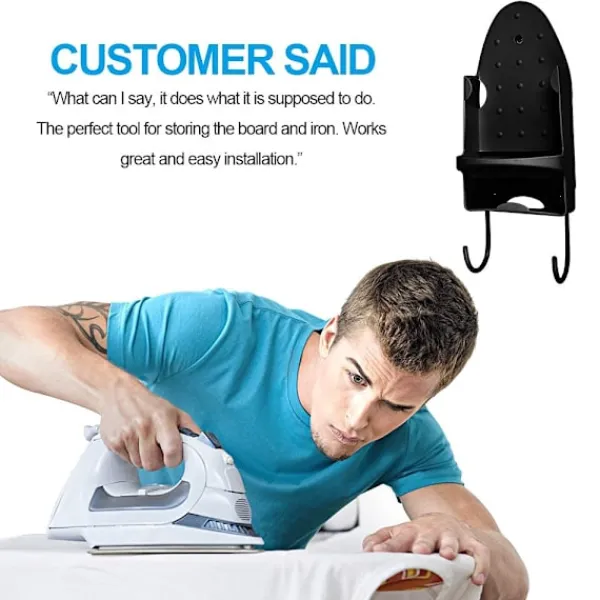 Strykjärn-Strykjärnshållare Väggmontering, för Max 5 tum Bredd, Svart