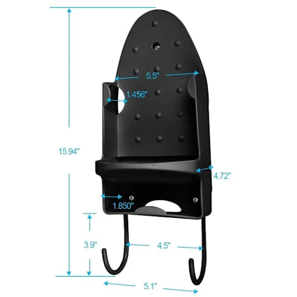 Strykjärn-Strykjärnshållare Väggmontering, för Max 5 tum Bredd, Svart