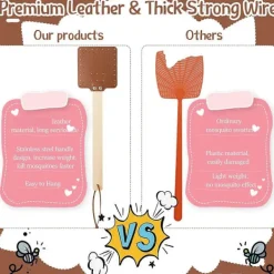 Skadedjur & Insekter-Stycken 17,3 tum Flugsmälla Läder Flugsmälla Lång Flugsmälla Manuell Flugsmälla Trähandtag B