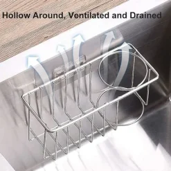 Svampar & Dukar-Svamphållare + diskborsthållare, 3 i 1 diskbänkshållare, 304 rostfritt stål rostfritt och vattentätt, självhäftande installation gratis borrning | Fyndiq