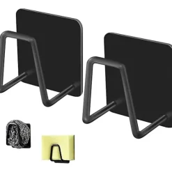 Svampar & Dukar-Svampställ för diskbänk, självhäftande SUS304 rostfritt stål diskställ svamphållare rostfri vattentät - 2 st