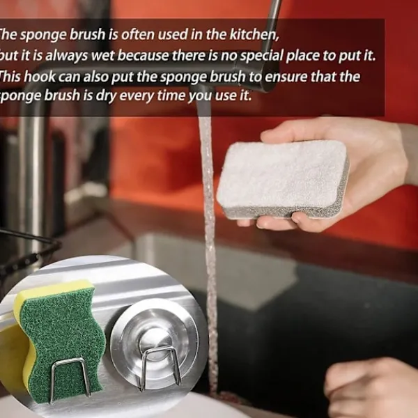 Svampar & Dukar-Svampställ för diskbänk, självhäftande SUS304 rostfritt stål diskställ svamphållare rostfri vattentät - 2 st