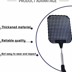 Skadedjur & Insekter-Svart 3-delad flugsmällare set, teleskophandtag för manuell skadedjursbekämpning, bärbar flugsmällare, skydda ditt kök