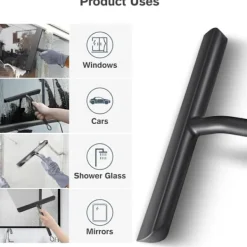 Fönsterrengöring-Svart duschskrapa, duschglasskrapa, duschskrapa med silikonstöd, silikonskrapa för badrum, glas, kakel, rengöring utan ränder