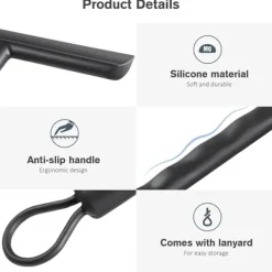 Fönsterrengöring-Svart duschskrapa, duschglasskrapa, duschskrapa med silikonstöd, silikonskrapa för badrum, glas, kakel, rengöring utan ränder