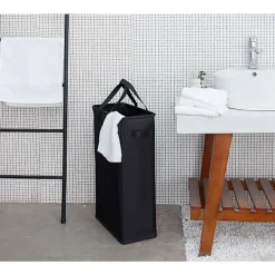 Tvättillbehör-Svart smal tvättkorg, 39x19x62,5CM, bärbar tvättkorg