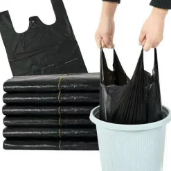 Soptunnor-Svarta sopsäckar i plast med stor kapacitet, 100 st - Återvinningsbara sopsäckar med handtag för hem, kök, 32x52cm[D]