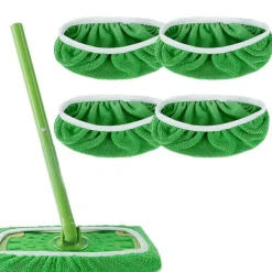 Städmoppar-Swiffer Mopp Ersättningsduk Absorberande Svamp Hushålls Våta & Torra Spin Mopp Duk Grön 4pcs