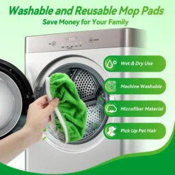 Städmoppar-Swiffer Mopp Ersättningsduk Absorberande Svamp Hushålls Våta & Torra Spin Mopp Duk Grön 4pcs