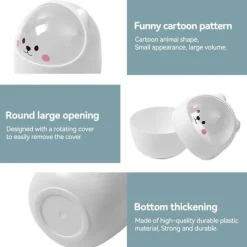 Soptunnor-Tecknad Katt Djurformad Papperskorg med Svänglock Mini Bänkskiva Soptunna Liten Soptunna (Vit) Vit