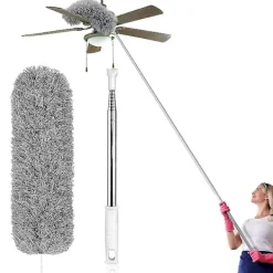 Fönsterrengöring-Teleskopisk dammvippa, extra lång 254 cm, mikrofiber dammvippa med böjbar hörndammvippa