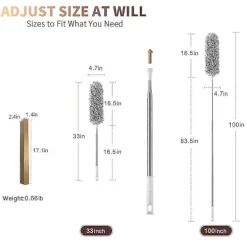 Fönsterrengöring-Teleskopisk dammvippa, extra lång 254 cm, mikrofiber dammvippa med böjbar hörndammvippa