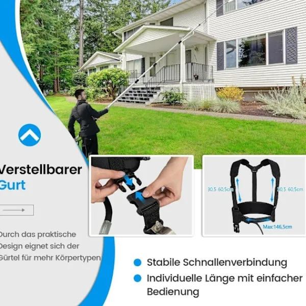 Northio Fönsterrengöring-Teleskopstav för högtryckstvätt 550 cm förlängningsstav set med 5 sprutmunstycken teleskopisk högtryckstvätt