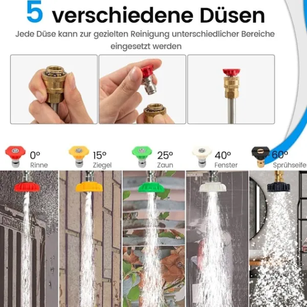 Northio Fönsterrengöring-Teleskopstav för högtryckstvätt 550 cm förlängningsstav set med 5 sprutmunstycken teleskopisk högtryckstvätt