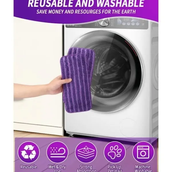 ECLshop Städmoppar-Återanvändbara trasor för 30x14cm, Mikrofibermoppdynor, Återanvändbar moppdyna för skrubbning av torra/våta golv, våldtäkt