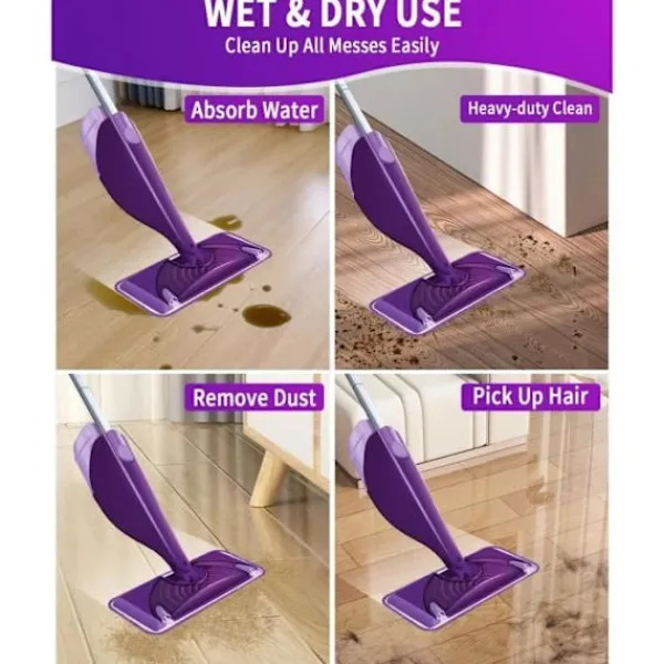 ECLshop Städmoppar-Återanvändbara trasor för 30x14cm, Mikrofibermoppdynor, Återanvändbar moppdyna för skrubbning av torra/våta golv, våldtäkt