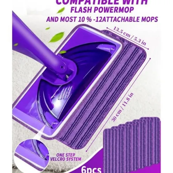 ECLshop Städmoppar-Återanvändbara trasor för 30x14cm, Mikrofibermoppdynor, Återanvändbar moppdyna för skrubbning av torra/våta golv, våldtäkt