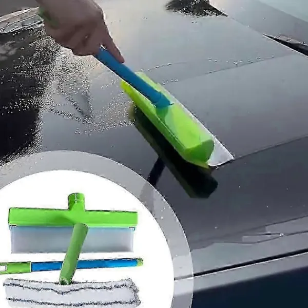 Fönsterrengöring-Återvinningsbart silikonfönsterskrapa kit, streckfri bilvård och rengöringsverktyg för hemfönster