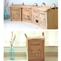 ECLshop Soptunnor-Återvinningskasse av juteväv, sopsäckar för hem, kök, kontor, avfallsorganisatör (PLAST)