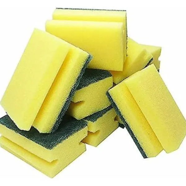 Svampar & Dukar-Tjock skrubbsvamp, dubbelsidig disk- och rengöringssvamp för kök, badrum och hemstädning (8 st, gul-grön)