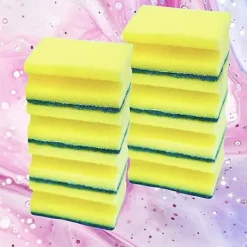 Svampar & Dukar-Tjock skrubbsvamp, dubbelsidig disk- och rengöringssvamp för kök, badrum och hemstädning (8 st, gul-grön)