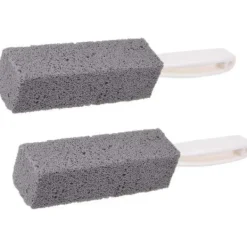 Rengöringsmedel-Toalett Badrum Rengöring Pimpsten Rostfritt Stål Fin Sandborste med Handtag (2 Stycken)