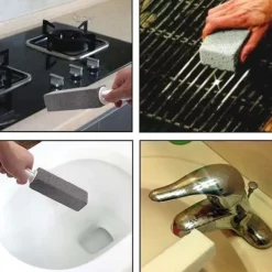 Rengöringsmedel-Toalett Badrum Rengöring Pimpsten Rostfritt Stål Fin Sandborste med Handtag (2 Stycken)