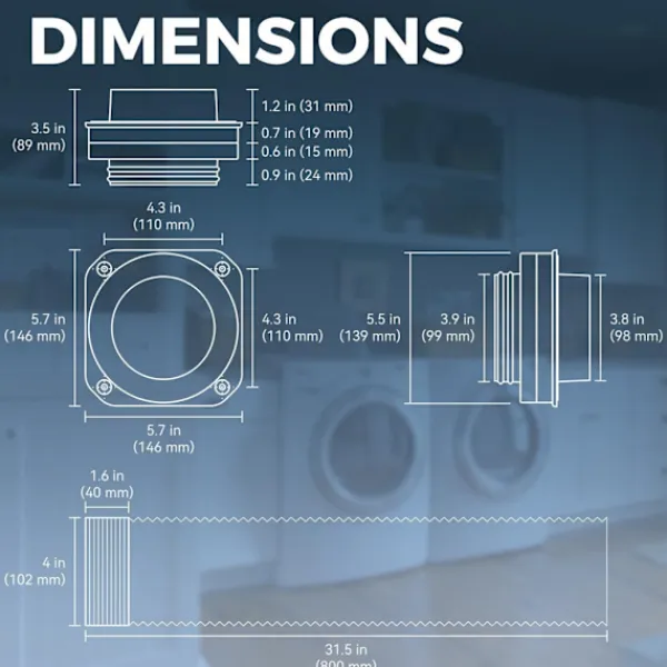 unbranded Torktumlare-Tool Easy Magnetisk Torktumlare Avgasböj 180 Graders Böj Ventilationsanslutning