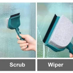 Superp Fönsterrengöring-Torkarbladssvampborste, två-i-ett torkarblad multifunktionell rengöringsborste glasskrapa, dubbelrengöringsborste svamprengöringsborste