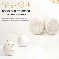 Torktumlare-Torkbollar 100% Naturliga Ullbollar för Tvätt - Återanvändbara Hypoallergena Miljövänliga och Energieffektiva
