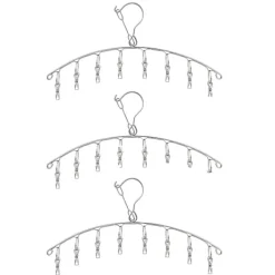 Tvättillbehör-Torkklämma i rostfritt stål, 3-pack, med 8 klämmor för strumpor, Un