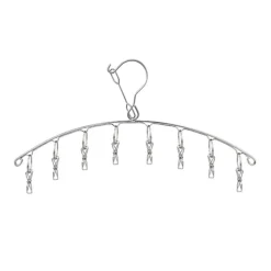 Tvättillbehör-Torkklämma i rostfritt stål, 3-pack, med 8 klämmor för strumpor, Un