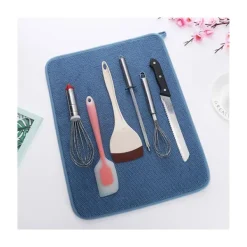 unbranded Svampar & Dukar-Torkmatta Återanvändbar Värmebeständig Halkskydd Absorberande Bordstablett Avloppstorkningsplatta Köksverktyg för Matsal-30*40cm Blå unikt värde