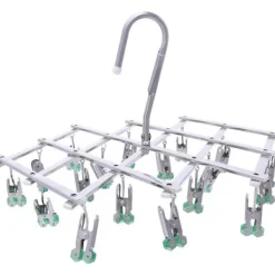 Tvättillbehör-Torkställ i rostfritt stål, torkställ med 18 klämmor för underkläder, strumpor, behå, trosor, handskar, vindtätt, hopfällbart, bärbart, snabbt 1 | Fyndiq