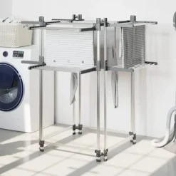 vidaXL Tvättillbehör-Torkställ 107x107x120 cm aluminium