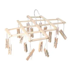 Tvättillbehör-Torkställning i bambu för kläder, torkställning för underkläder, torkställning för strumpor, hängande torkställning i bambu 42*18cm