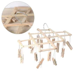 Tvättillbehör-Torkställning i bambu för kläder, torkställning för underkläder, torkställning för strumpor, hängande torkställning i bambu 42*18cm