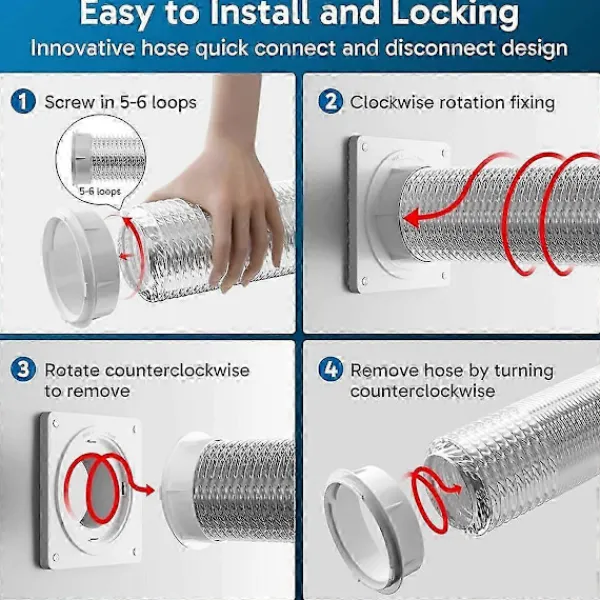 FMYSJ Torktumlare-Torktumlarkontakt, Twist Lock Torktumlarslang Ventilationskit Med Snabbkopplingsfunktion, Väggplatta Passar 4-tums Kanaler (FMY)