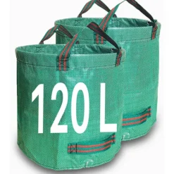 Soptunnor-Trädgårdsavfallspåsar 120L x 2 Kraftiga trädgårdspåsar, återanvändbara trädgårdssäckar med handtag, idealiska för att samla trädgårdsavfall, växtavfall, gräs och löv 120L | Fyndiq