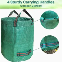 Soptunnor-Trädgårdsavfallspåsar 120L x 2 Kraftiga trädgårdspåsar, återanvändbara trädgårdssäckar med handtag, idealiska för att samla trädgårdsavfall, växtavfall, gräs och löv 120L | Fyndiq