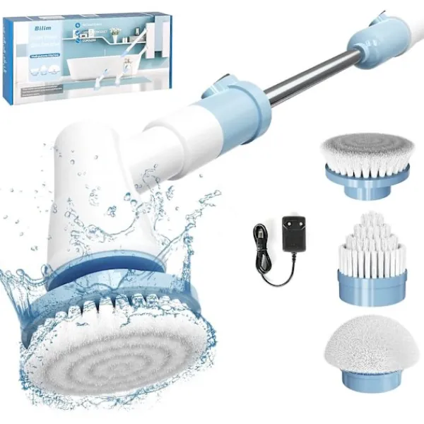 Städmaskiner-Trådlös Elektrisk Mopp med Långt Handtag Hushållsrengöringsverktyg Bärbar Snurrande Skrubb