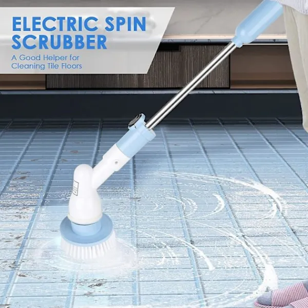 Städmaskiner-Trådlös Elektrisk Mopp med Långt Handtag Hushållsrengöringsverktyg Bärbar Snurrande Skrubb